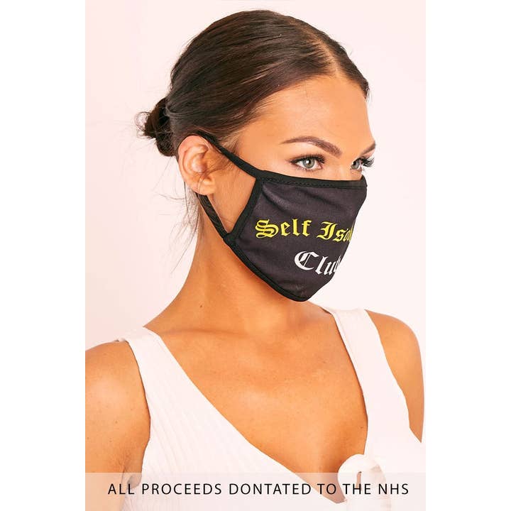 Selbst Self Isolation Club Slogan Gesichtsmaske - Nickie für den Großhandel auf Faire1