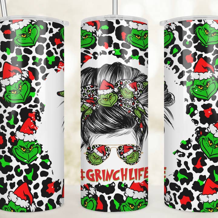 Grinch life messy bun tumbler for wholesale by Fandangles
