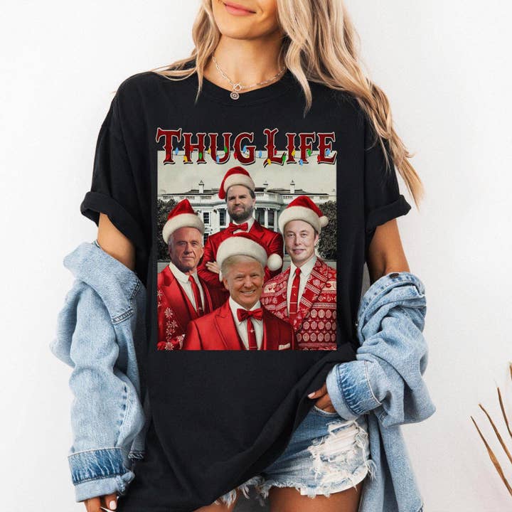 NVC Ecommerce LLC – Großhandel T-Shirt (Grafikdruck) – Damen – Thug Life Trump And Friends Weihnachtssweatshirt, Weihnachtshemd1