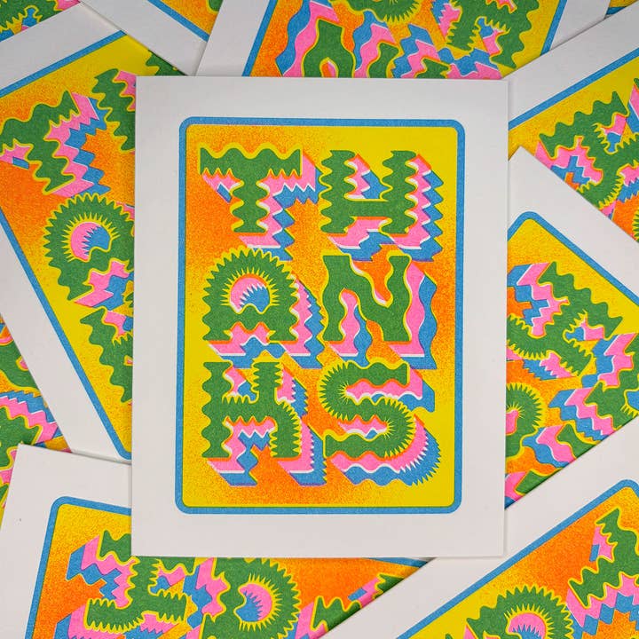 Thanks Card | A2 Risograph Greeting Card for wholesale by StarKeep Studio