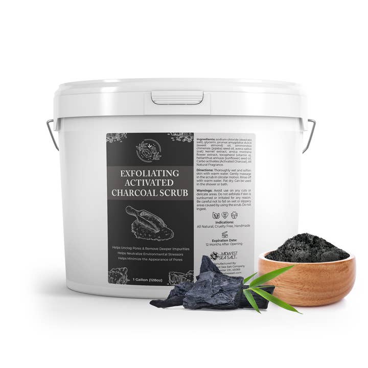 The Midwest Sea Salt Company - Wholesale Body Scrub/Exfoliant - Exfoliating Activated Charcoal Scrub - 128oz