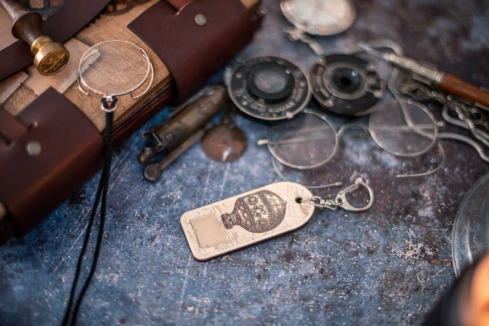 Costurero Real – Großhandel Schlüsselanhänger – Unisex – Schlüsselanhänger aus Steampunk-Holz, Heißluftballon, Vintage-Stil (Kopie)3