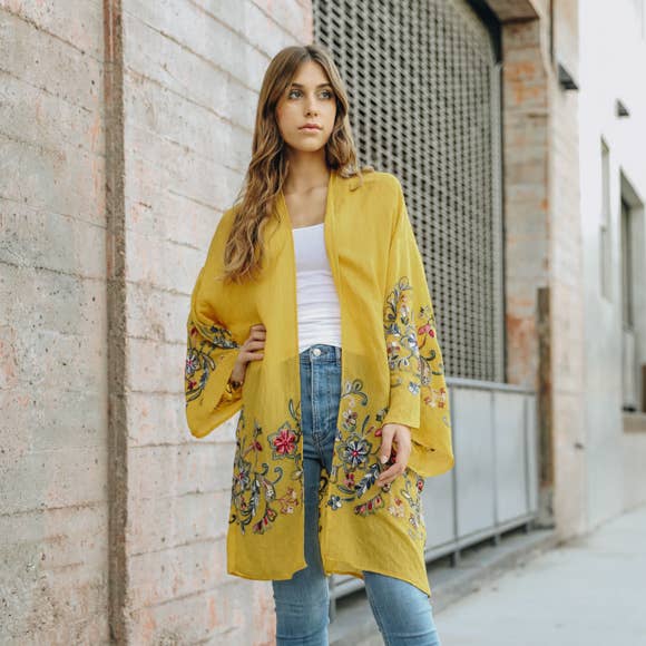 Leto Accessories - Wholesale Kimono - Women's - Chic Full-Length Flower Kimono - Versatile Layering Piece 🌼19