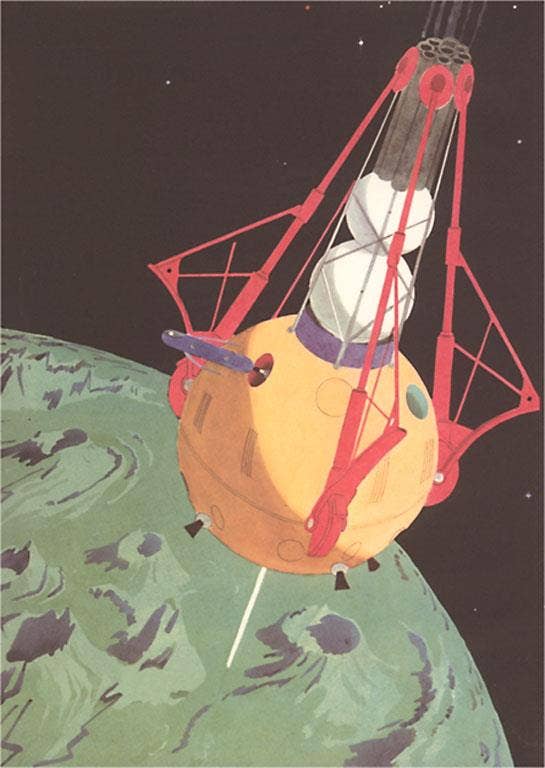 Found Image Press - Wholesale Postcard - Postcard OS-64 Satellite Above the Moon0