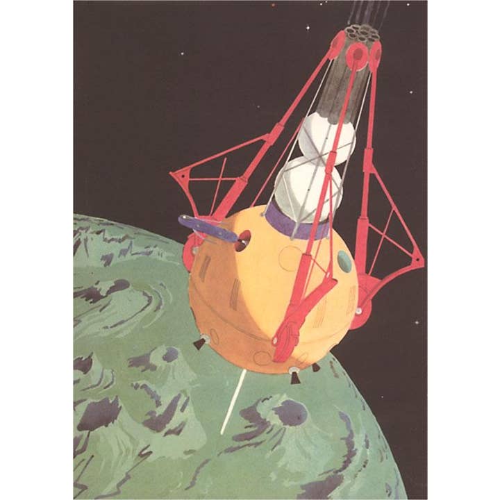 Found Image Press - Wholesale Stationery/Notecard Set - Greeting Card OS-64 Satellite Above the Moon