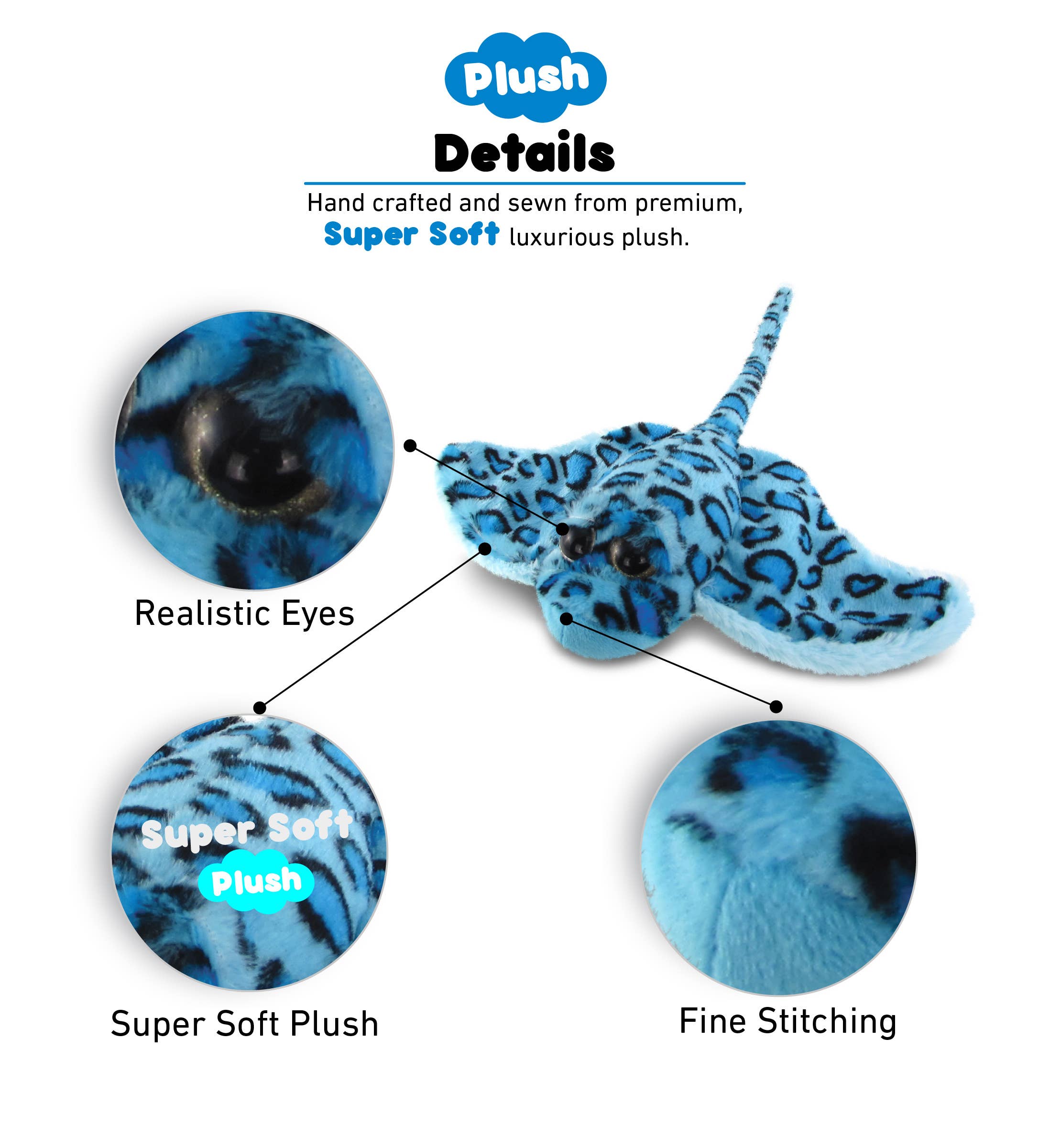 Cota Global - Wholesale Stuffed/Plush Toy - Kids & Baby - Super-Soft Plush - Blue Sting Ray1