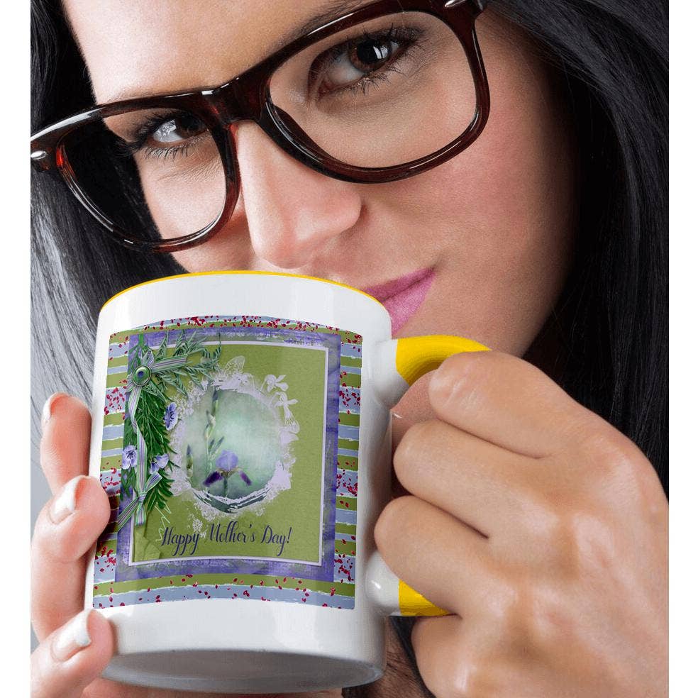 3dRose – wholesale Coffee mug – 3dRose, Image of Mothers Day, Flower Bud in Oval Flora Ribbon Frame, Lavender, Mug1