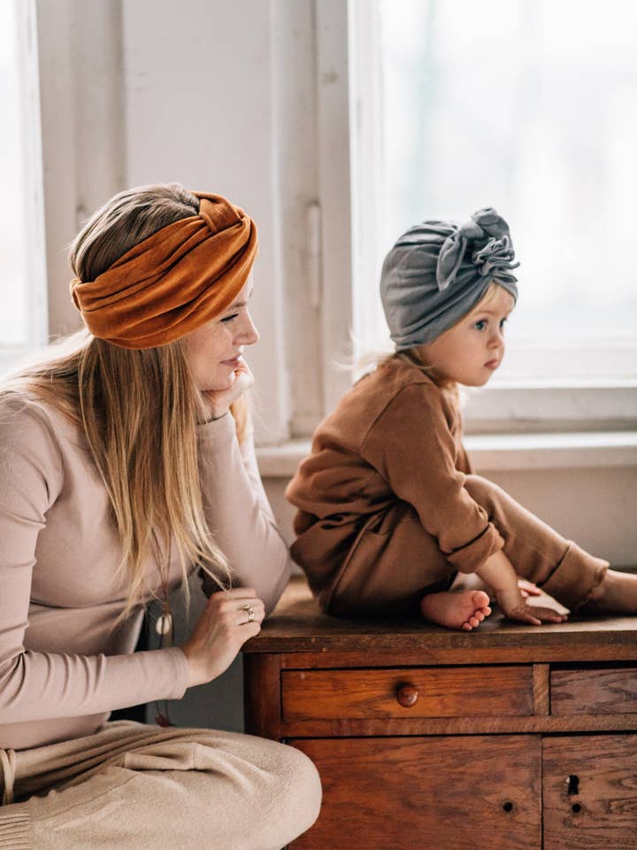 Velvet Golden Ochre Turband Maxi for wholesale by Looks by Luks