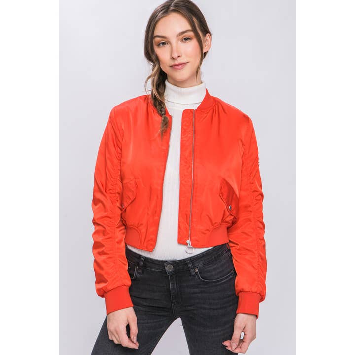 Paperdoll - Wholesale Bomber Jacket - Women's - Zip Up Bomber Jacket with Sleeve Zipper Detail12