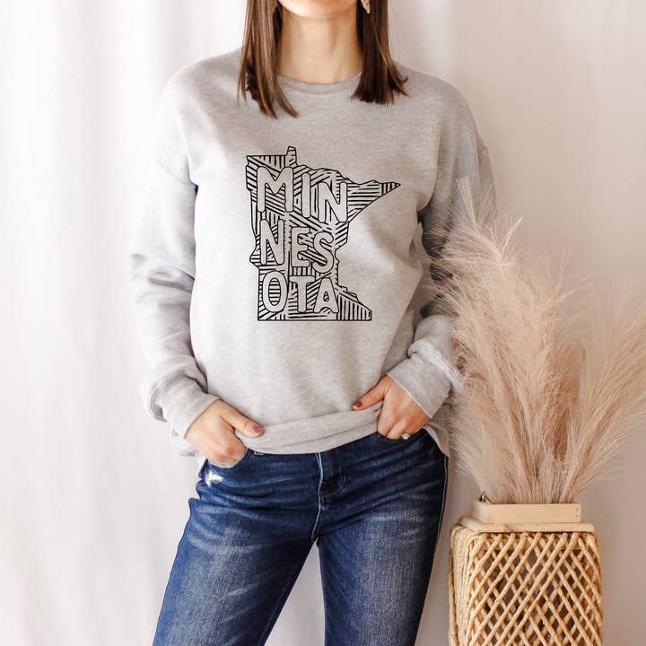 Rosa Mae Co - Wholesale Graphic Sweatshirt - Women's - Bella Canvas Minnesota Crewneck Fleece Sweatshirt