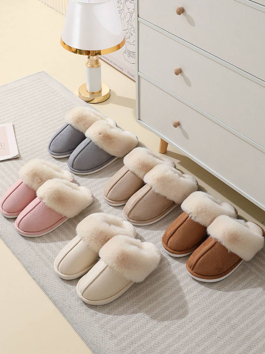 DOUBLJU - Wholesale Slippers - Women's - Winter Faux Fur-lined Home Warm Plush Slippers4