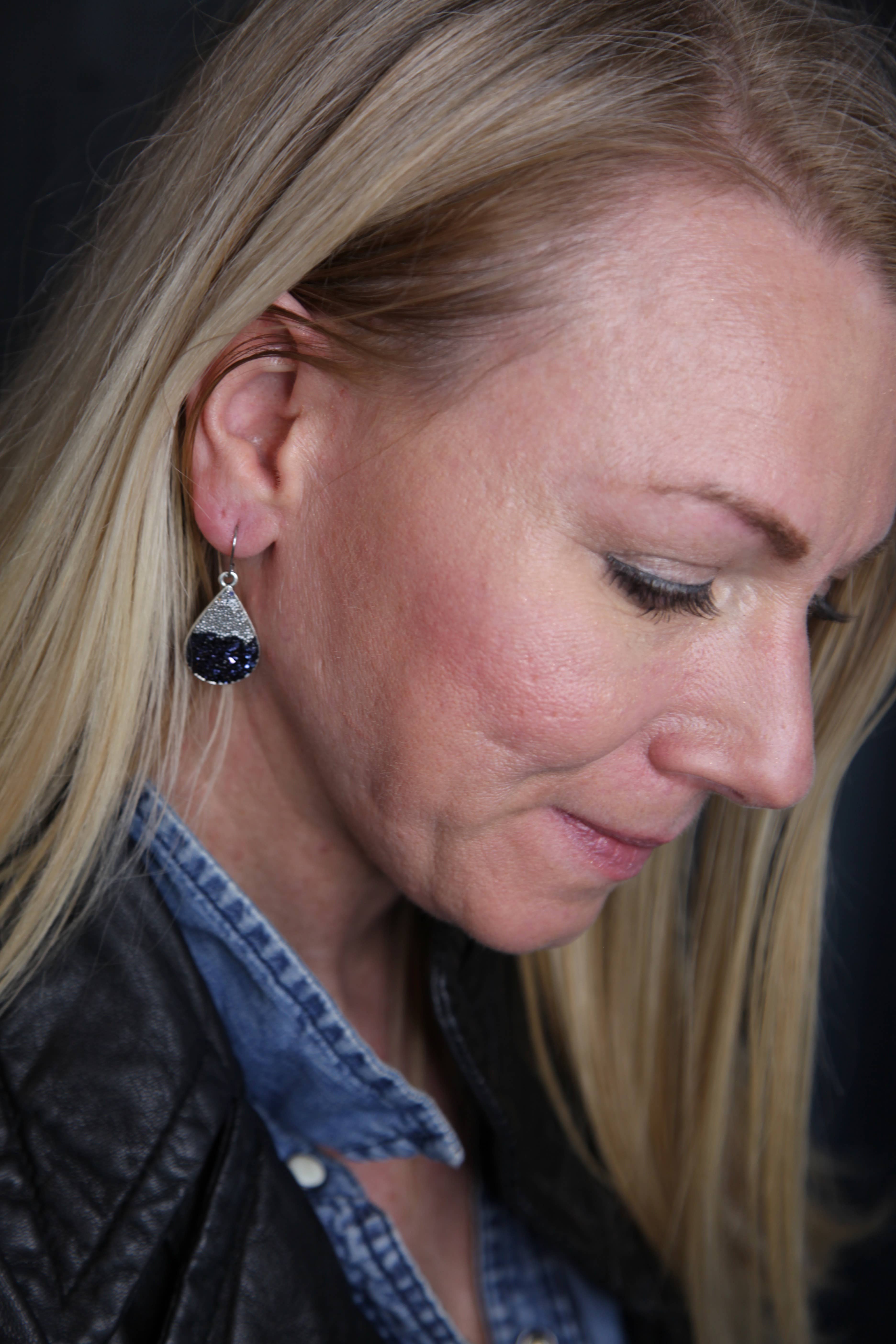 Jenica Jewelry - Wholesale Dangle Earrings - Navy Fade Teardrop Earrings4