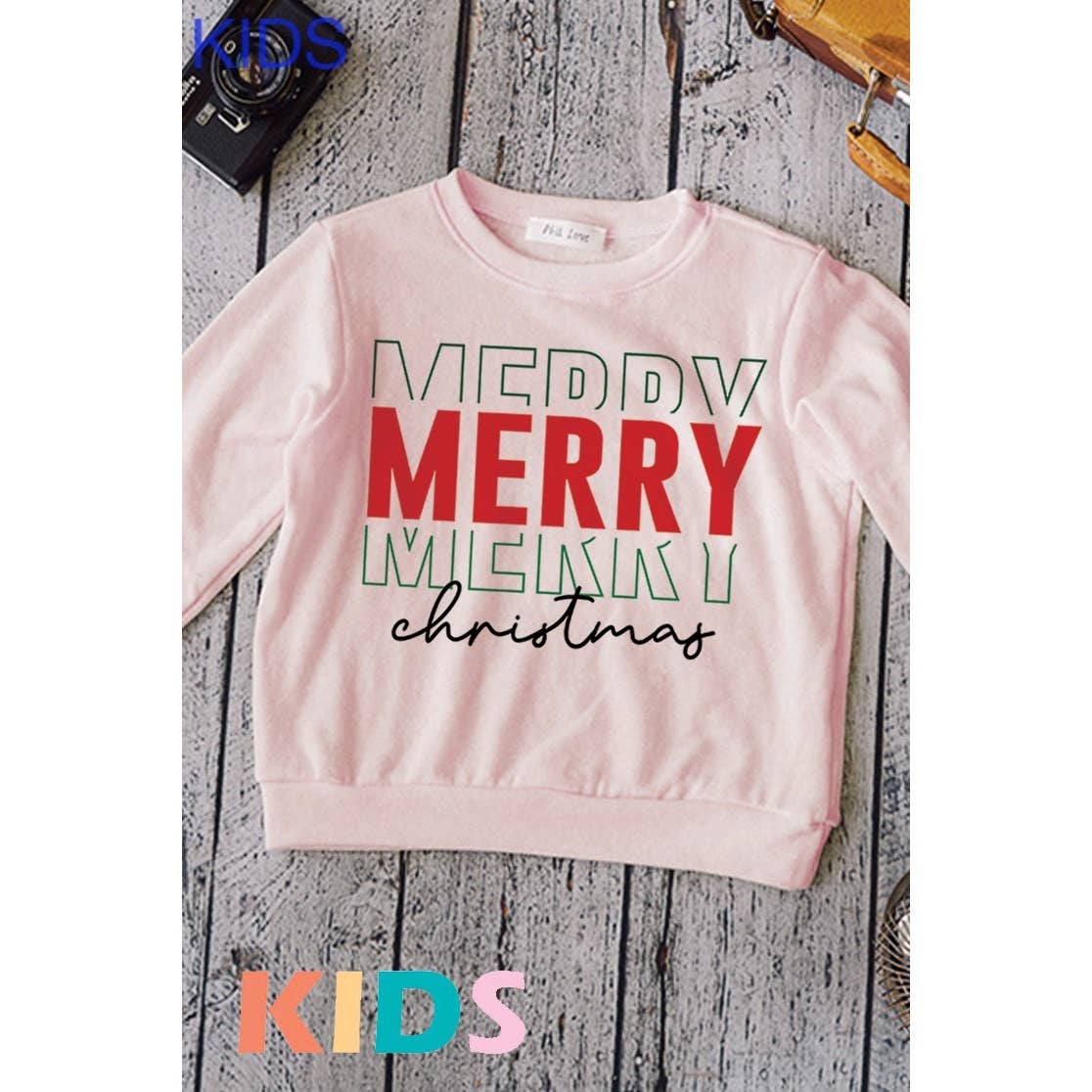 Phil Love - Wholesale Sweatshirt - Kids - Kids Christmas merry merry print Soft Sweatshirt3