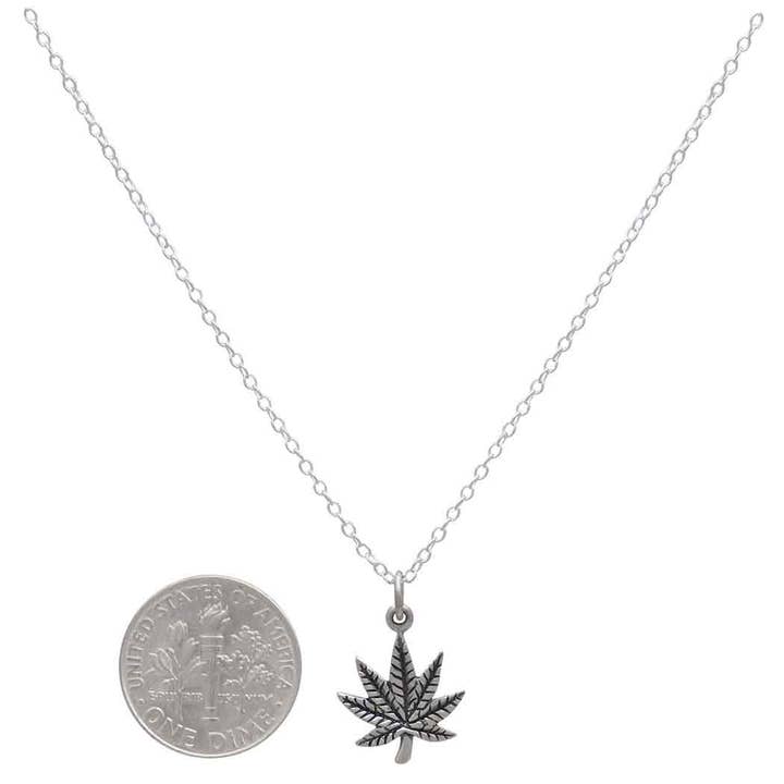 Nina Designs - Wholesale Pendant/Charm Necklace - Sterling Silver Pot Leaf Necklace