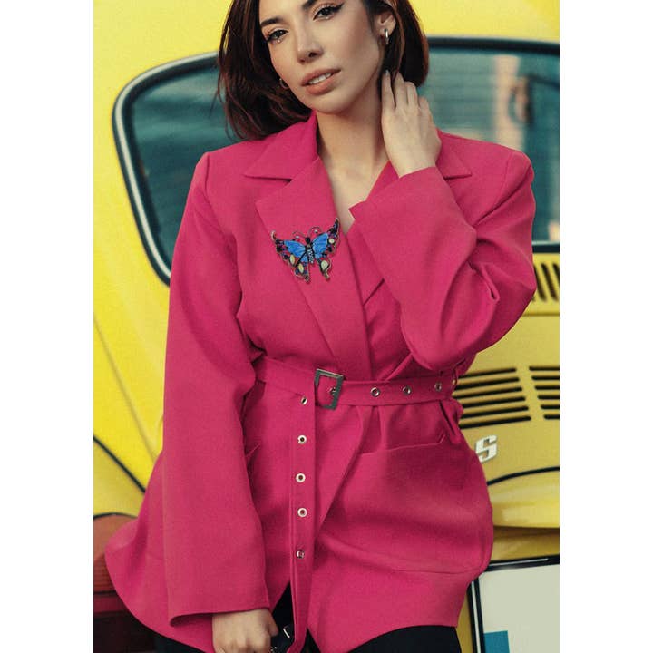 AK Brand - Wholesale Brooch - Antique Green Enamel Opal Butterfly Insect Brooch Pin24