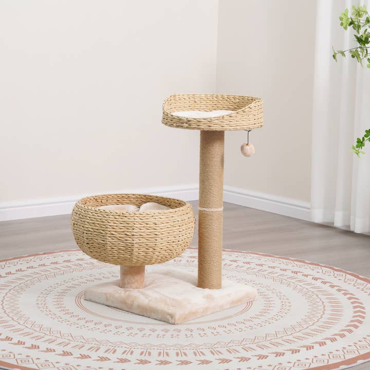 PetPals Group - Wholesale Pet Scratcher - Cat - PetPals Cozy V2 Natural Aesthetic, Handwoven Medium Cat Tree