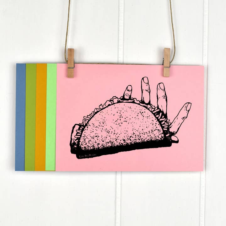 Hand Taco Screen Print 5x7 for wholesale by Lofty Dog Designs