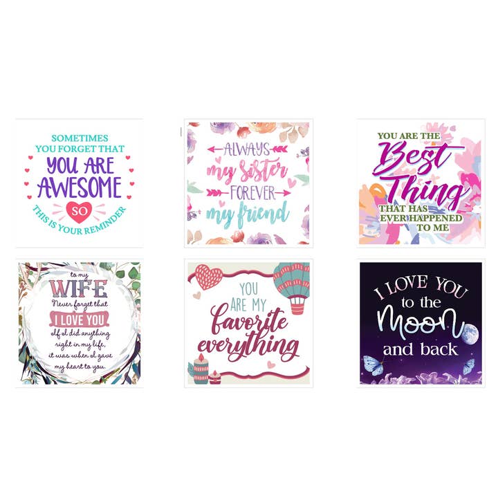 Novelty Closeout - Wholesale Decorative Tabletop Object - Inspirational Love Glass Block Keepsake- 6/Pack