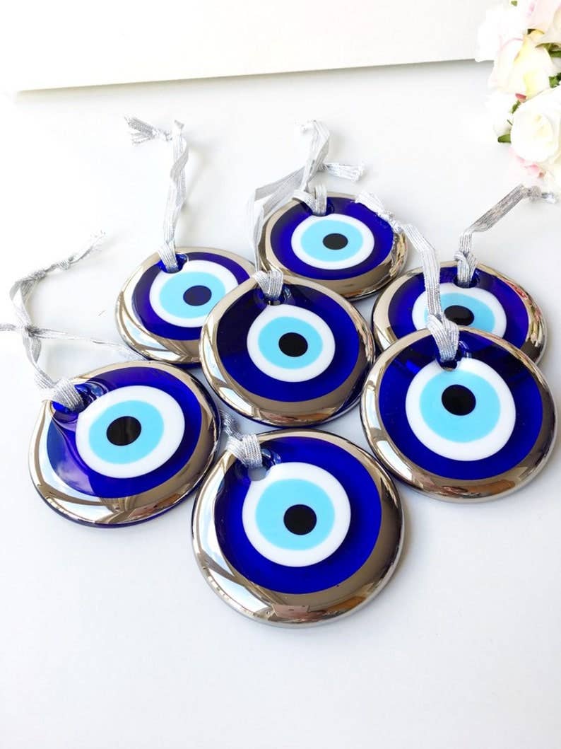 Evileyefavor – wholesale Decorative tabletop object – Turkish evil eye bead, gold evil eye bead, 7cm gold evil eye5
