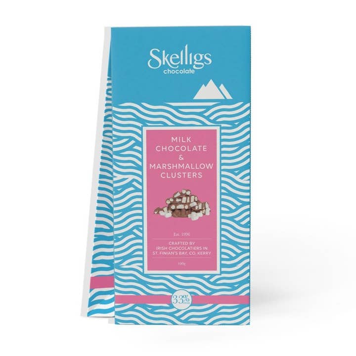 Mælkechokolade med mini skumfiduser for engroshandel hos Skelligs Chocolate