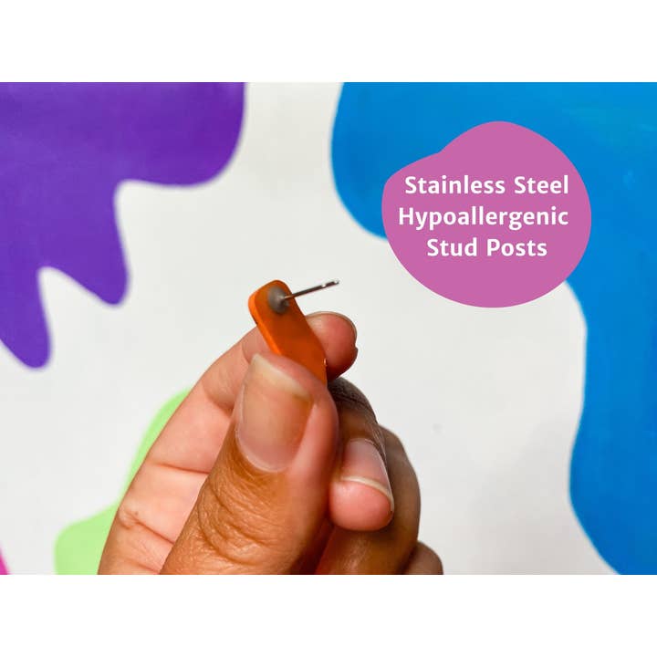 Lauren Likes Art - Wholesale Stud/Post Earrings - Polymer Clay Colorful Apple Teacher Stud Earrings9