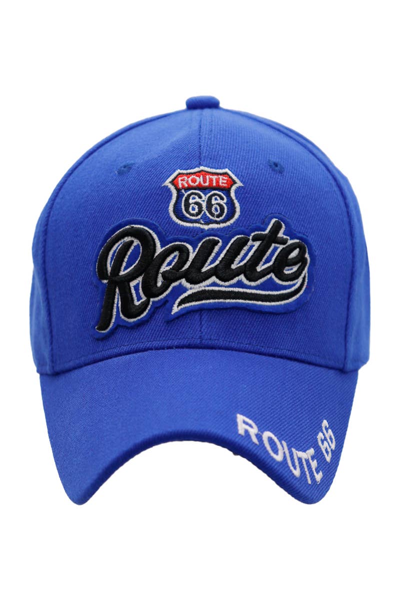 Cap Zone - Wholesale Baseball Cap - Unisex - Route 66 Cursive Logo Velcro Back Baseball Cap8