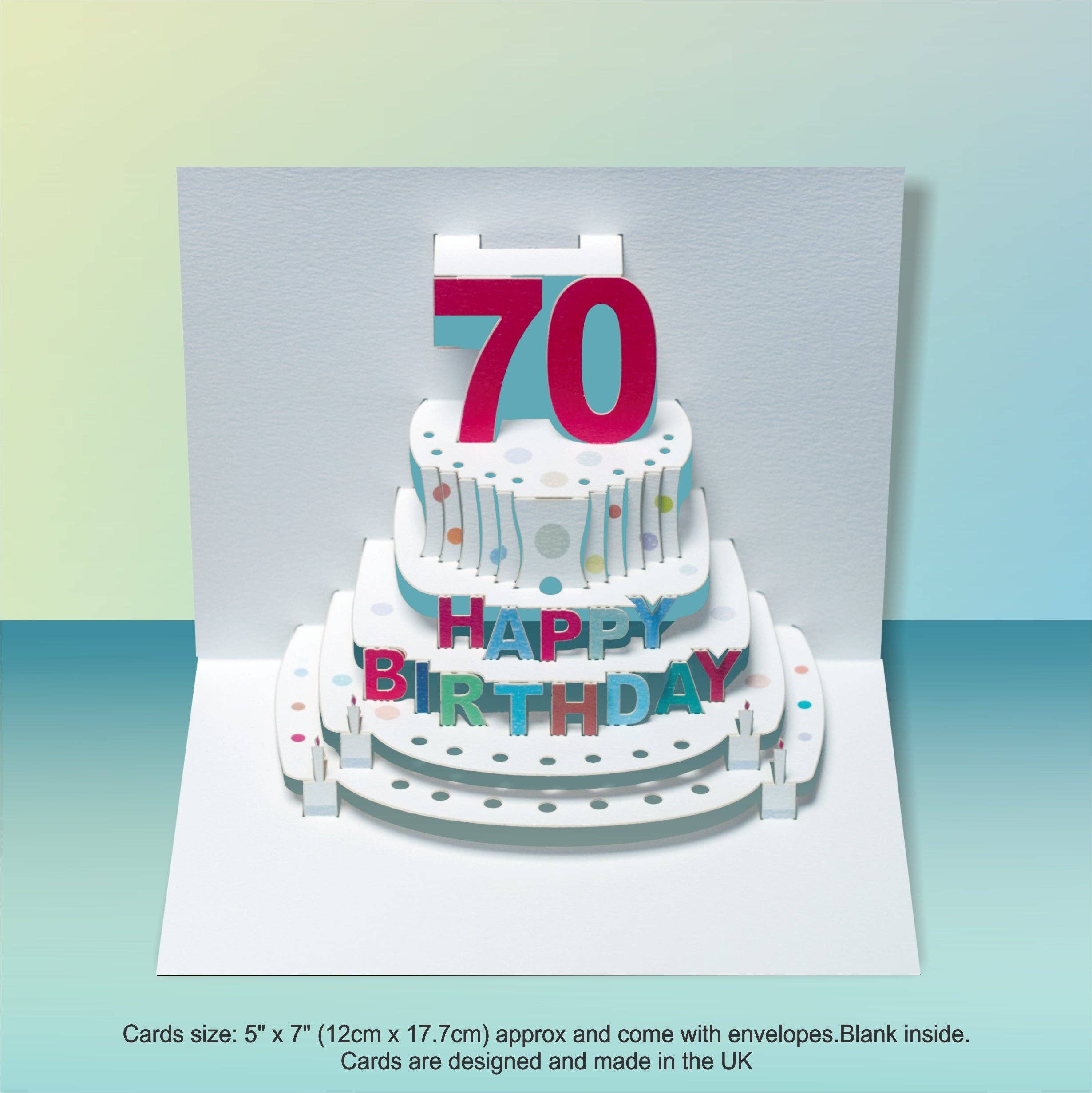 Forever Cards Ltd - Wholesale Birthday Card - Age 70 Birthday Card, 70th, Pop Up Cake Card - POP50