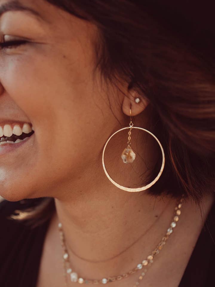 Citrine Joy Gold Hoop Earrings for wholesale by Fierce Forward Jewelry
