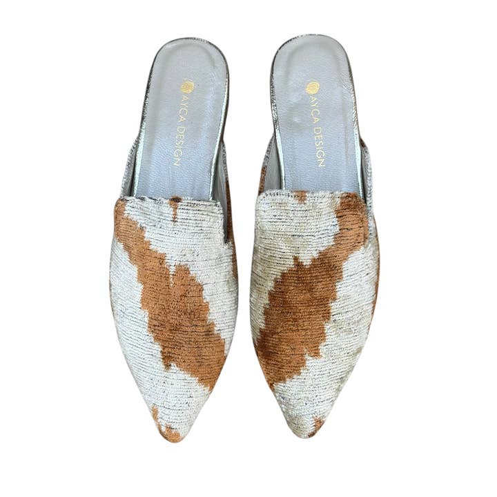 AYCA DESIGN - Wholesale Mules - Women's - Silk Velvet Ikat Point Toe Slide