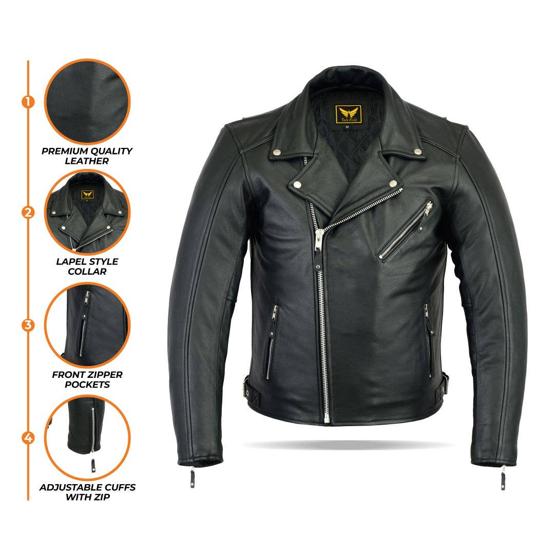 Tackfield - Wholesale Leather Jacket - Men's - Brando Men's Heavy Duty Jacket Premium Cow Milled Leather6
