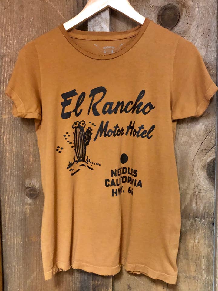 El Rancho Motor Hotel Womens Tee Cognac/Blk for wholesale by Bandit Brand