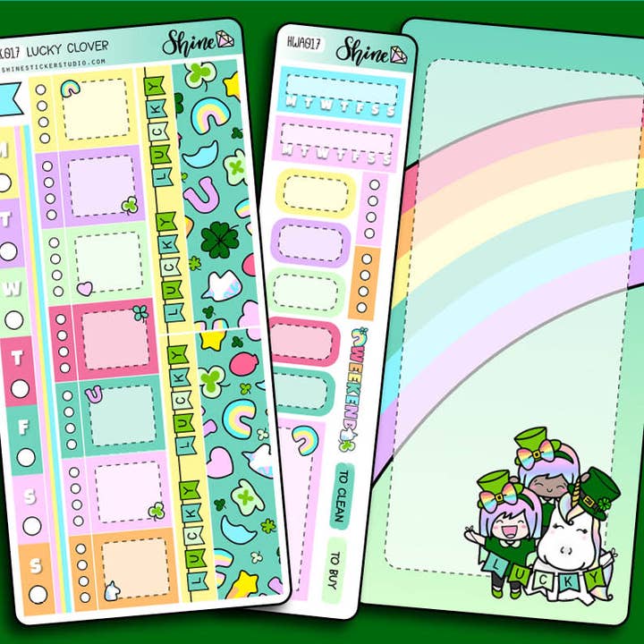 Lucky Clover Hobonichi Weeks Sticker Kit for wholesale by Shine Sticker Studio