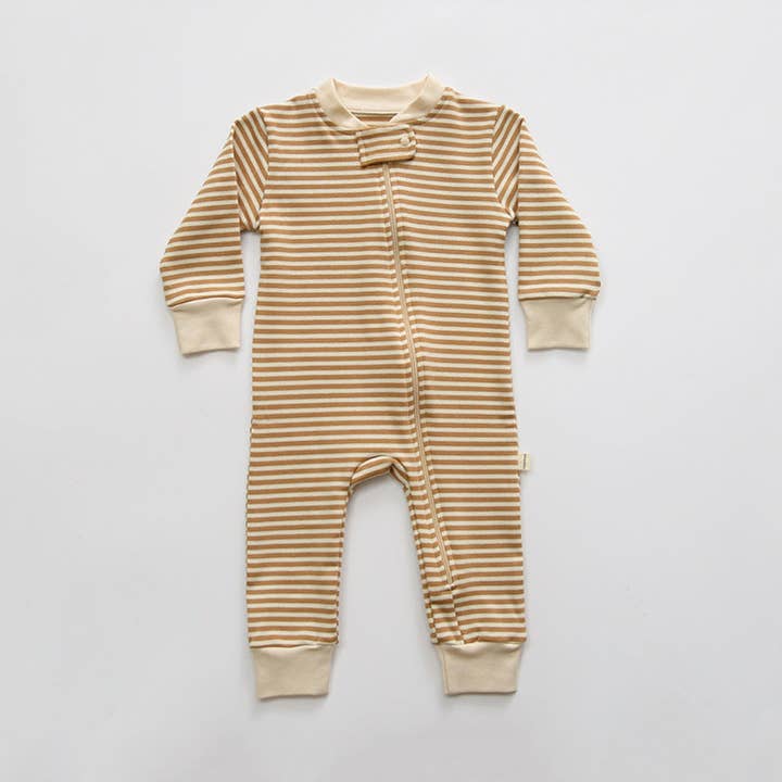 MyKids-USA® - Wholesale Jumpsuit - Baby - Baby Striped & Moon Graphic Zipper Front Design Long Sleeves