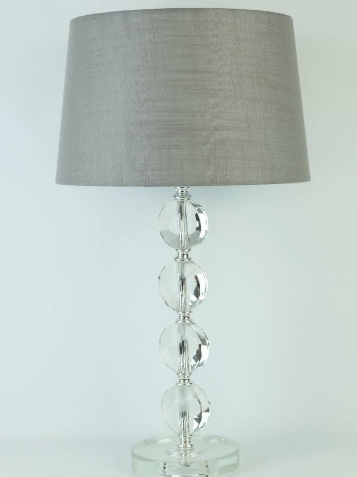 Crystal Table Lamp with Grey Shade 21.1" (LM3965) for wholesale by C.J.M.