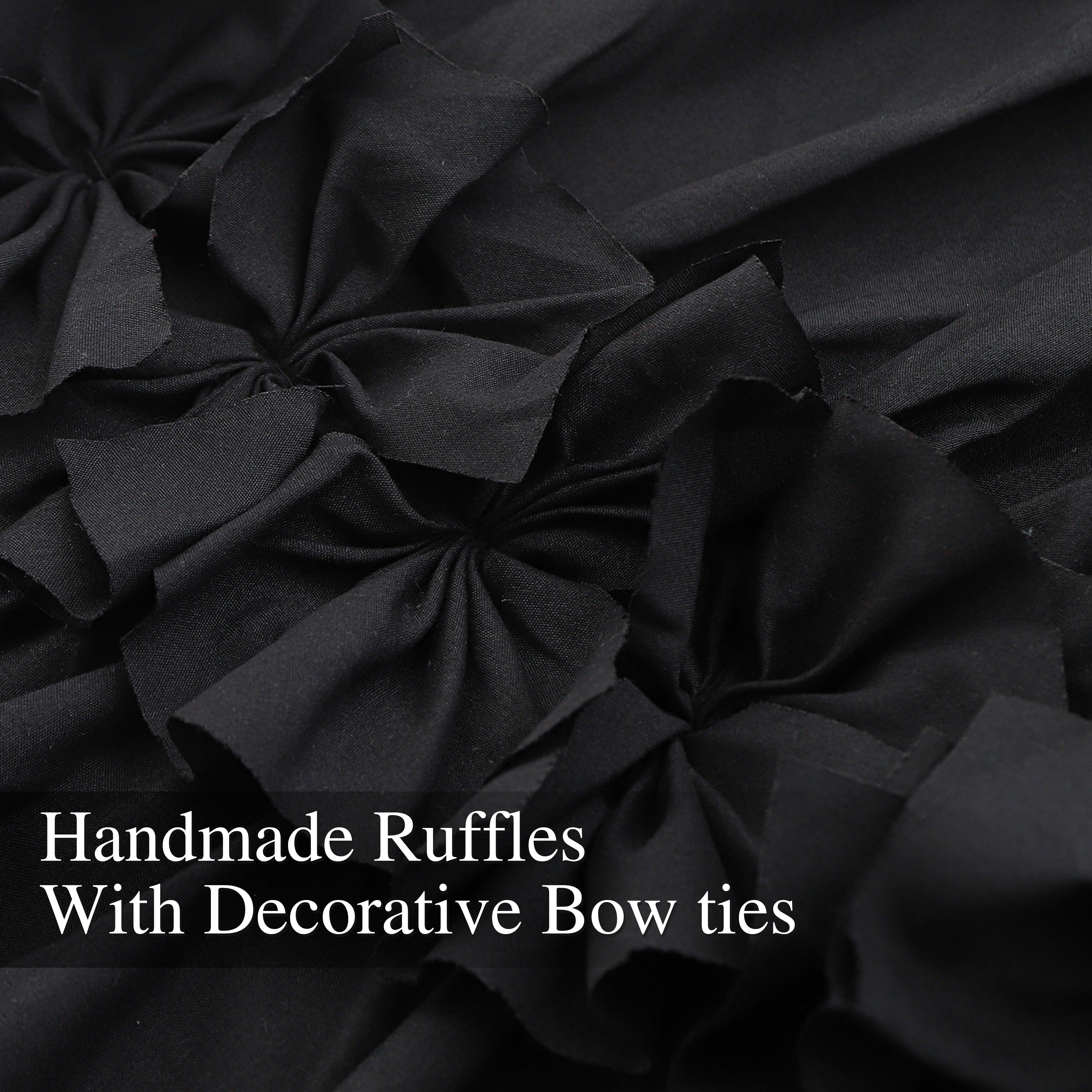 HIG - Wholesale Curtain - Farmhouse Ruffle Window Curtains with Blackout Liner Handmade Bow Ties Drapes 2 Panels Set, 54"W x 84"L22