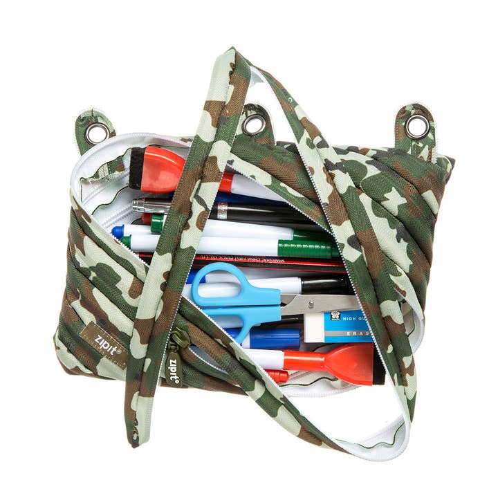 ZIPIT - Wholesale Pencil Case/Pouch - ZIPIT Colorz 3 Ring Binder Pencil Pouch, Camo Green