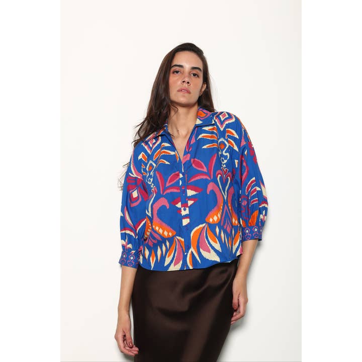 COBALT IKAT ELSA TOP for wholesale by Maude-Vivante