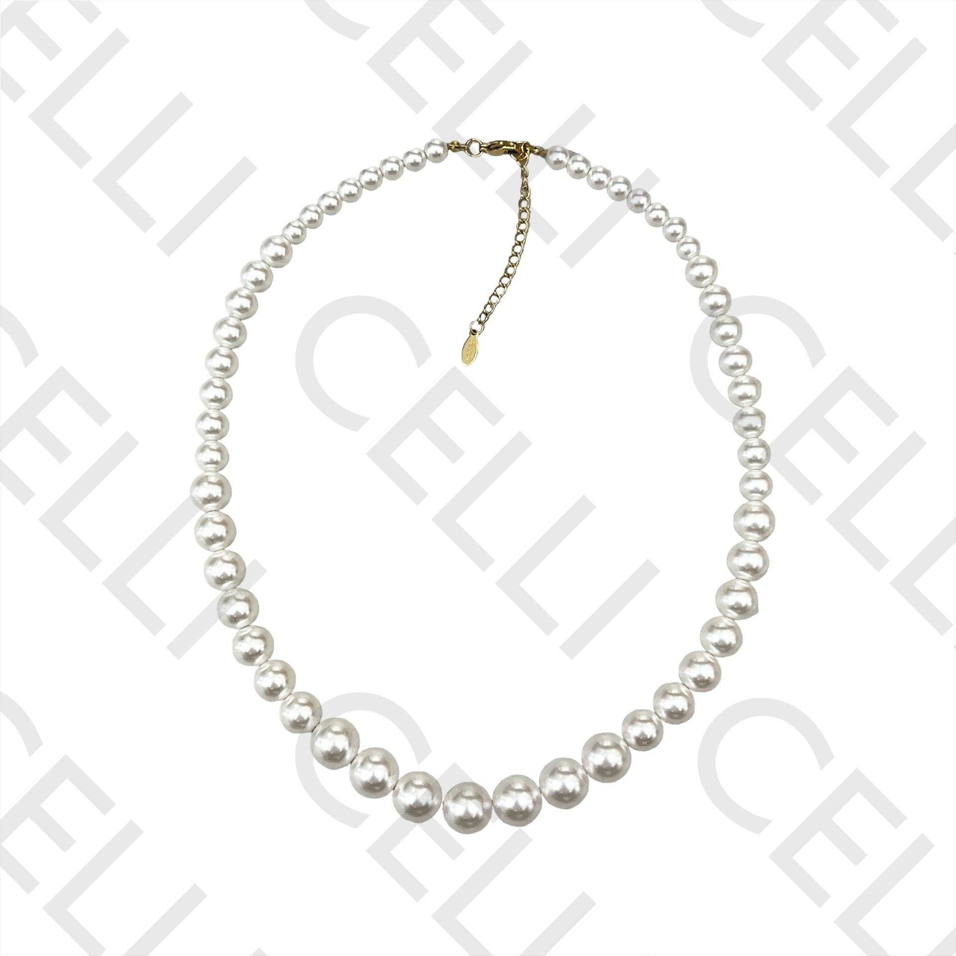 Celli Biju - Wholesale Bib Necklace - Steel Necklace - pearls2