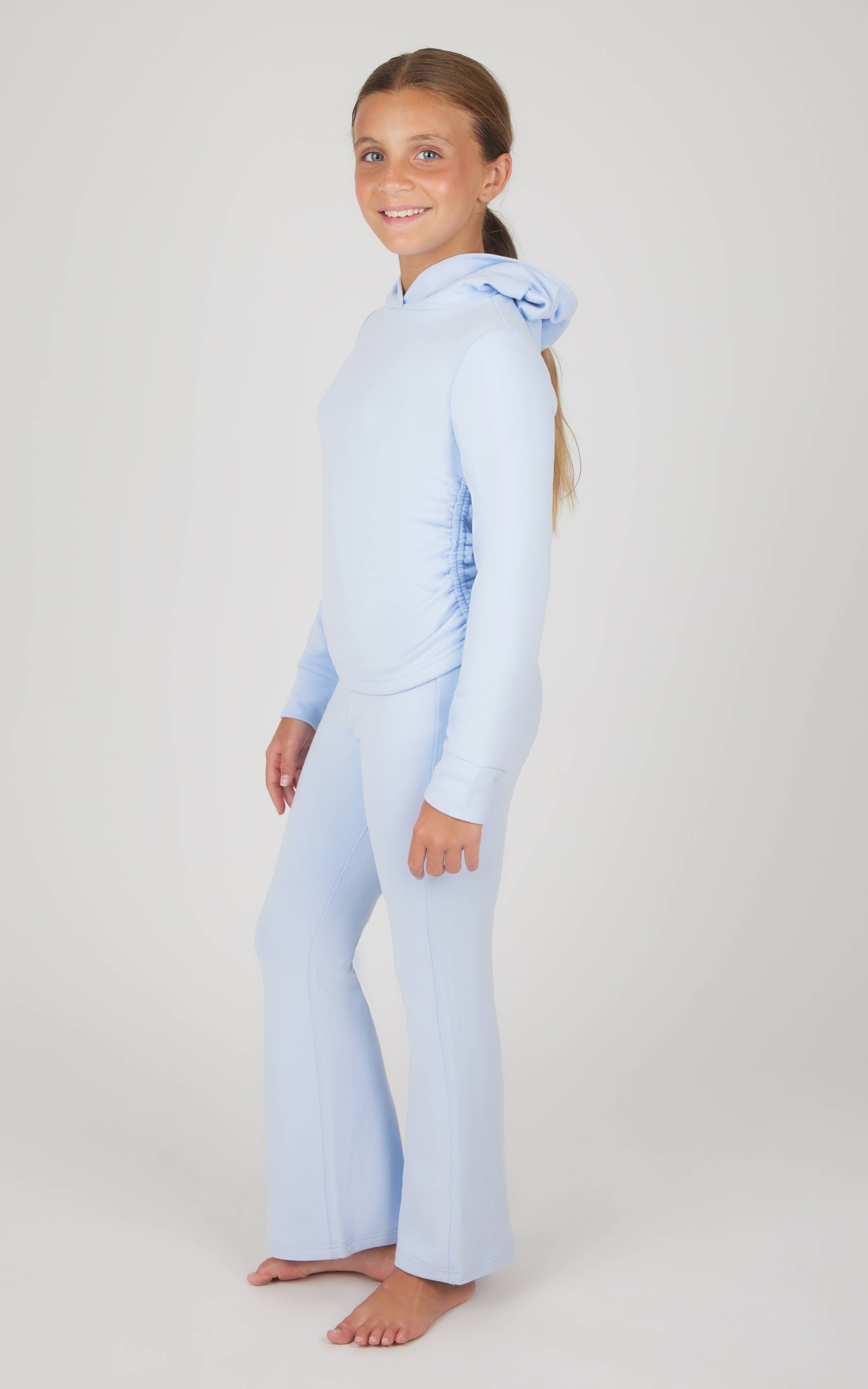 90 Degree by Reflex & Yogalicious - Wholesale Top & Pant Set - Kids - Yogalicious Tween Girls Melange Hoodie and Flare Pant Set5