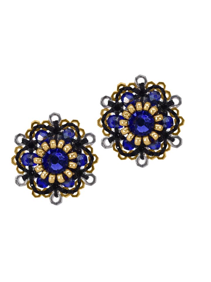 Orecchini a lobo in blu lapislazzuli e oro, stile E24851 per la vendita all'ingrosso da parte di Miguel Ases