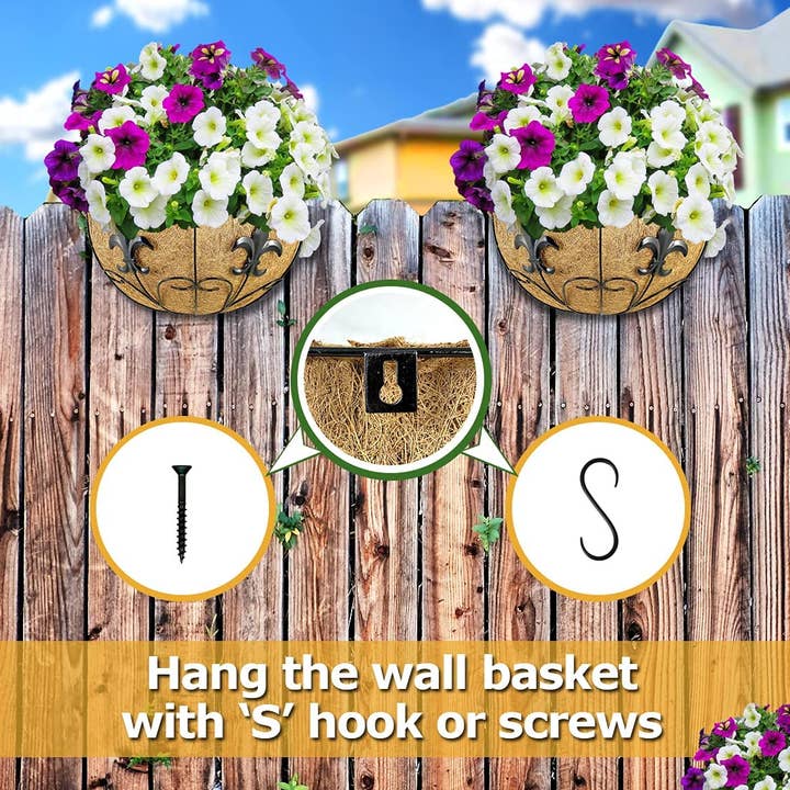 Panier à plantes suspendu Ashman à suspendre au mur/rail, idéal pour les clôtures, lot de 2 pour la vente par Ashman Online