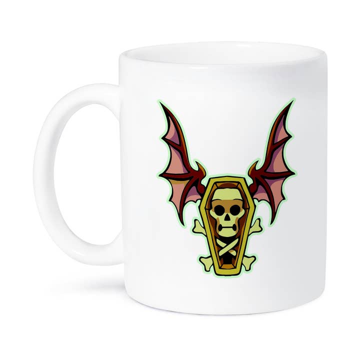 3dRose – wholesale Coffee mug – 3dRose, Spooky Halloween Skeleton and Coffin with Bat Wings, Mug8
