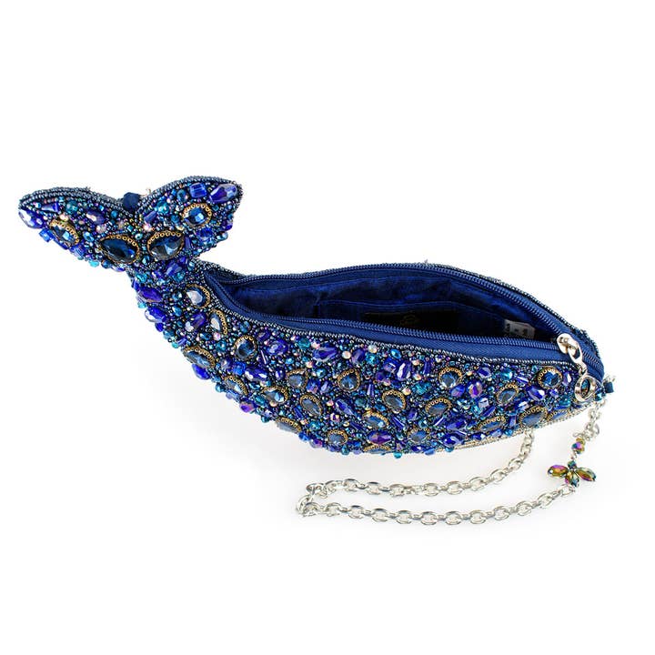 Mary Frances Accessories - Wholesale Crossbody Bag - Women's - Whale of a Time Blue Beaded Whale Crossbody Handbag