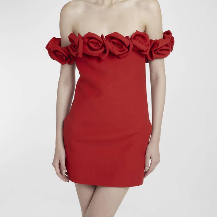 SY001 Red Floral Elegance: Summer Dress for wholesale by Sanyao Fashion