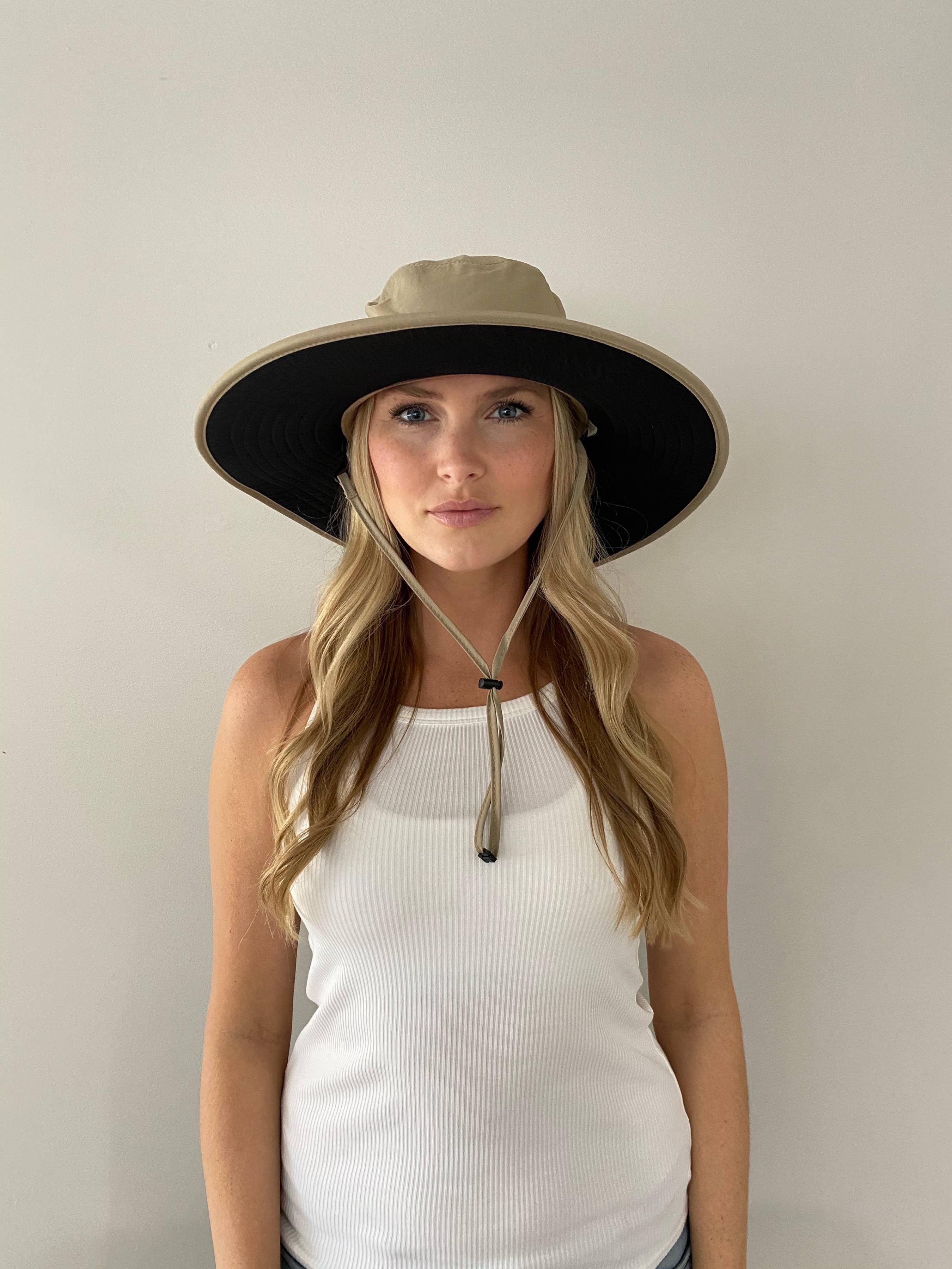 Kaki Chapeau de jardinage unisexe Cruz à large bord avec mentonnière en vente sur Faire