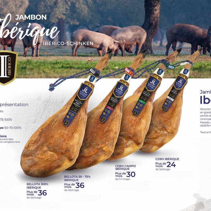 LuxFood-Shop - Venta al por mayor Jamones - Jamón ibérico de bellota 50% deshuesado 36 meses Juviles 0 nitrito