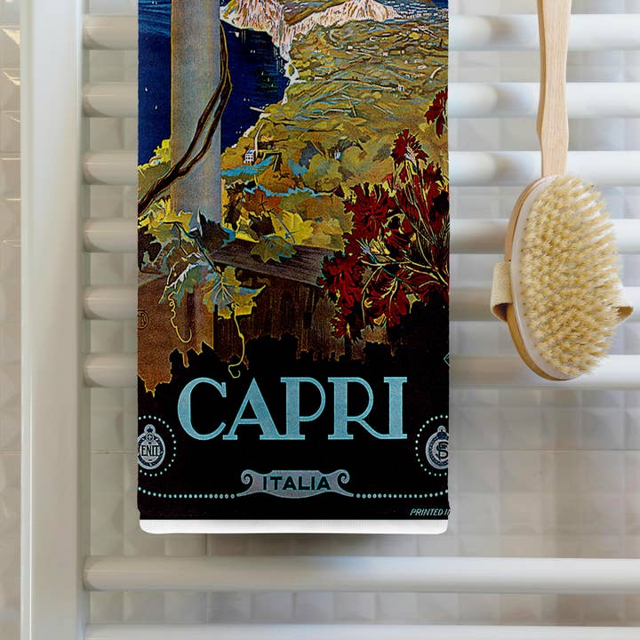3dRose - Wholesale Bath Towel - 3dRose, Vintage Capri Italy Italian Travel Poster, Towel1