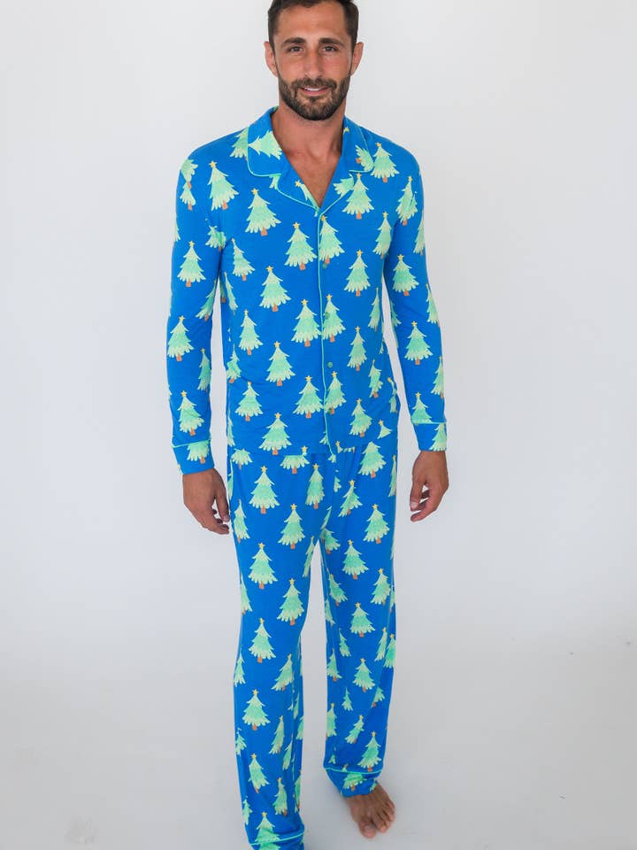 SoftSnooze™ Adult Bamboo Viscose Blue Twinkling Trees Button Up Pajama Set
for wholesale on Faire6