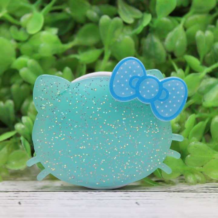 Blue Glitter Cat with Bow Phone Grip / Stand for wholesale by Hylidae Boutique