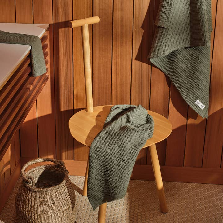 SUNNY HOME - Wholesale Hand Towel - Everyday Waffle Towels – Olive Green4